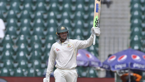 Usman Khawaja on day four of the Lahore Test. 