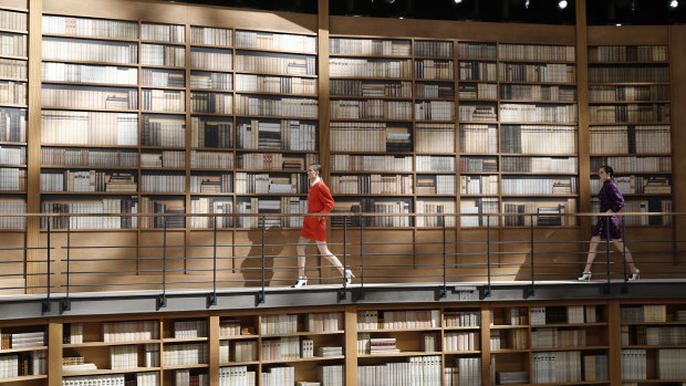 The library setting for the Chanel show.
