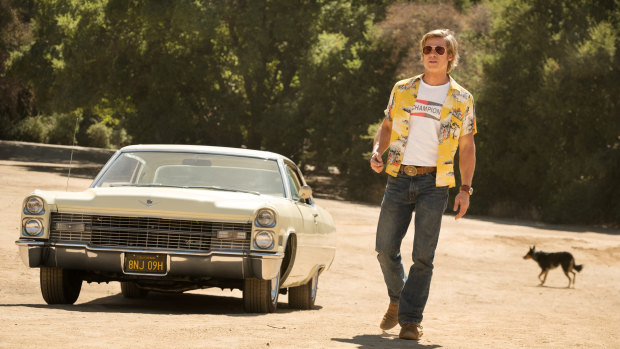 Brad Pitt in Once Upon a Time... in Hollywood, with his shirt on