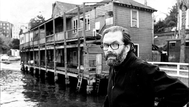 Hayes Gordon at the Lavender Bay Bathhouse in June 1972, which at that time he hoped to restore and use as the new Ensemble Theatre. 