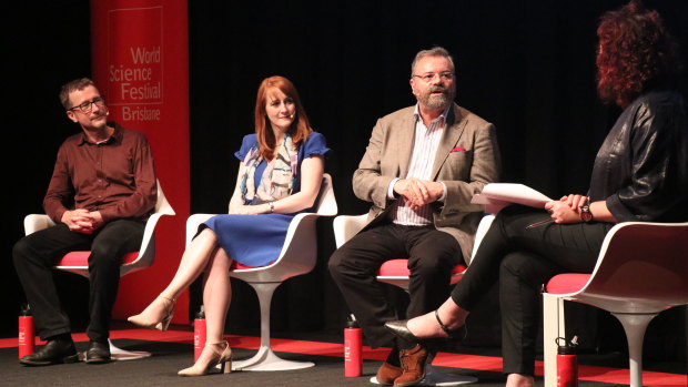 (From left) Professor of Forensic Genetics Dennis McNevin, Genetic Counsellor Aideen McInerney-Leo, Bioethicist Andrew Crowden and moderator ABC presenter Natasha Mitchell.