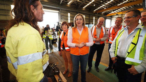 Premier Annastacia Palaszczuk in Mackay on Thursday promoting the state government’s energy plan.