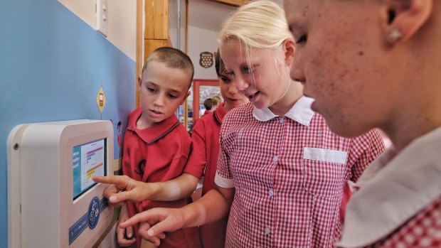 Students tap on at Malvern Vallery Primary School as part of an initiative to encourage more physical activity.