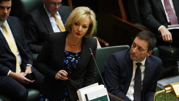 Opposition minister for arts and culture Heidi Victoria with Opposition Leader Matthew Guy.