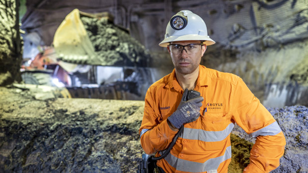 Argyle underground mine manager Brendan Murphy supervises the last tonne of ore after 37 years of operations. 