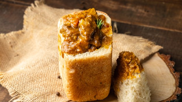 Bunny chow … curry served in hollow out bread.
