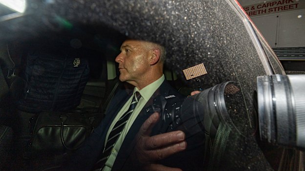 Dallas McInerney makes his exit from the ICAC on Thursday.