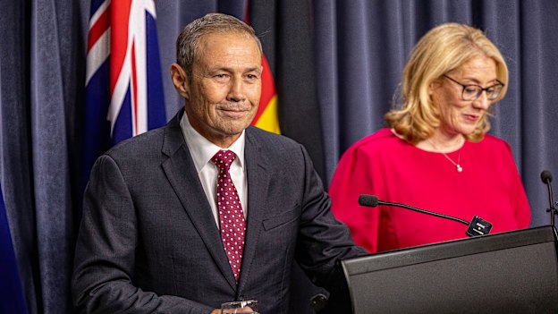 Roger Cook and Rita Saffioti address the media on Wednesday after securing party support to become premier and deputy premier.