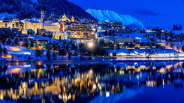 St Moritz and its reflections.