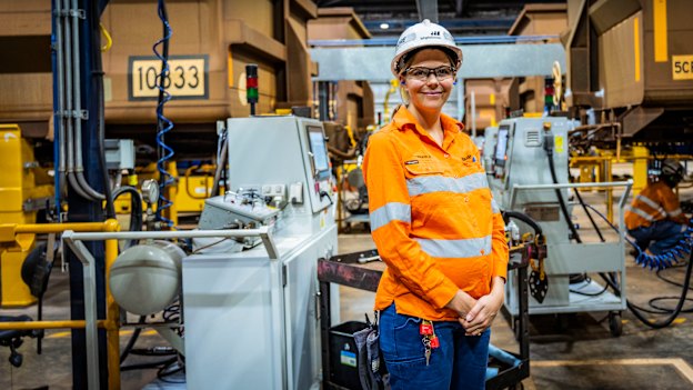 Engineering technician Shayla Moore at the BHP Mooka facility in the Pilbara.
