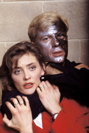 “Bad guys are better”; Vince Martin and Kate Raison in an episode from the Mr Bad storyline in the 1991 season of E Street. 