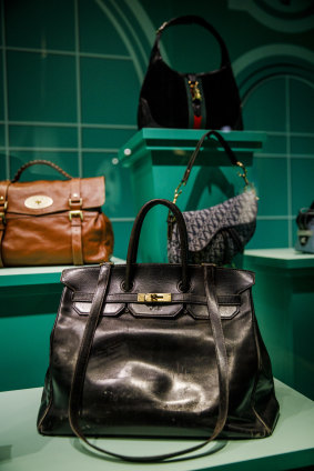 The original Birkin (centre) is on display at London’s Victoria and Albert Museum.