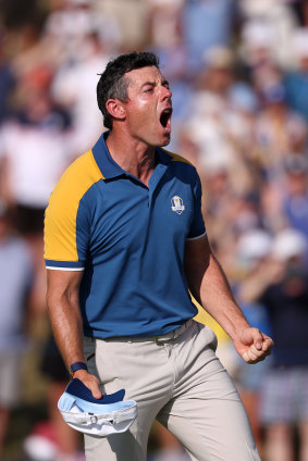Rory McIlroy celebrated Team Europe’s victory in the Ryder Cup.