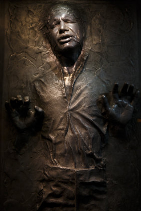 The original movie prop of Han Solo in carbonite.