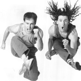 The Umbilical Brothers in 1994. Their high-energy physical comedy was once described by The Sydney Morning Herald as
“Marcel Marceau on really good drugs”.