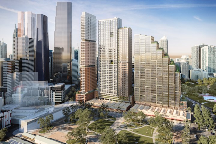 An artist impression of Gurrowa Place, which will include an office tower, rental housing and student accommodation.