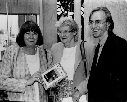 Marion Halligan, then chair of the Literature Board of the Australia Council, with author Pat Clarke and publisher Mark Tredinnick in 1994.