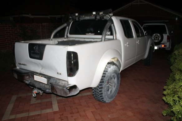 The white Nissan ute and emergency light was seized by police. 
