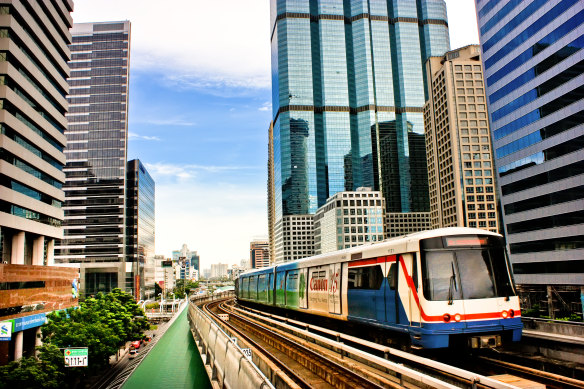 The elevated BTS Skytrain.