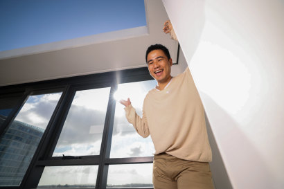Rob Chan at his North Sydney apartment building.