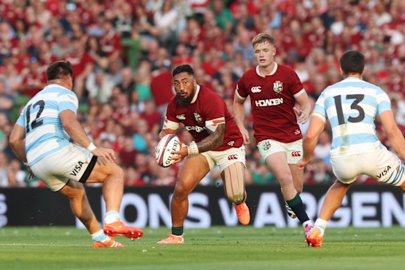 Bundee Aki of British & Irish Lions carries the ball