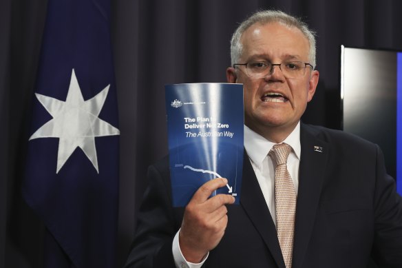Scott Morrison announced the government’s policy to reach net zero emissions on Tuesday. 