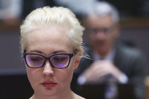 Yulia Navalnaya, wife of Russian opposition leader Alexei Navalnyn, in Brussels.