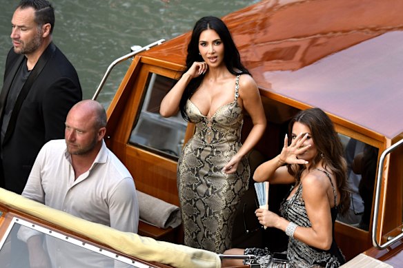 Star studded: Kim Kardashian, center and sister Khloe Kardashian, this is in Venice.