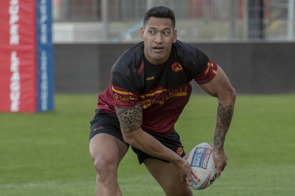 Israel Folau at training at Catalans.