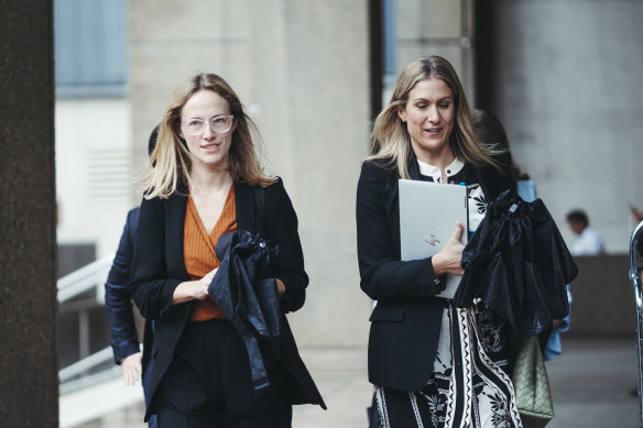 Investigative journalist Charlotte Grieve (left) outside the Federal Court.