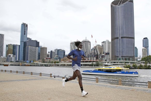 A jogger at South Bank in Brisbane.