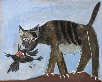 Pablo Picasso’s 1939 work, Cat seizing a bird.