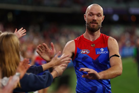 Gawn celebrates with Demons fans.