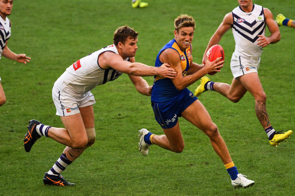 Brad Sheppard playing for West Coast last year.