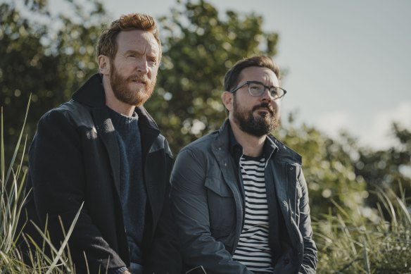 Tony Curran as Tully and Martin Compston as Jimmy in <i>Mayflies</i>.