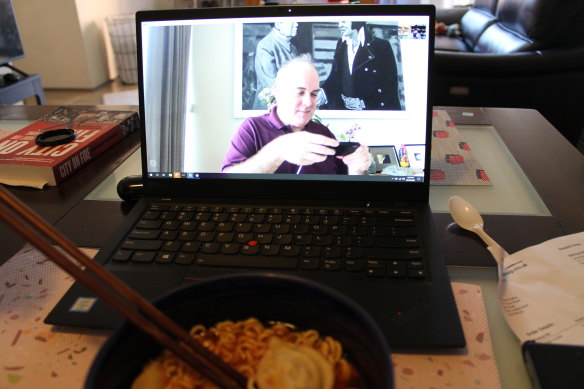 Australian-born Hong Kong journalist Antony Dapiran takes a photo of his dumpling lunch.