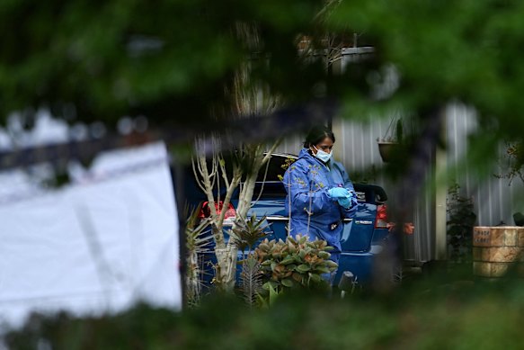 NSW Police forensic officers at the crime  scene in Glenmore Park.