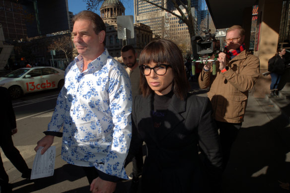 CFMEU construction secretary John Setka and Emma Walters outside Melbourne Magistrates’ Court in 2019.