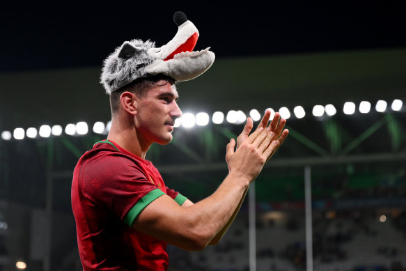 Portugal’s Nicolas Martins applauds the fans after playing Australia.