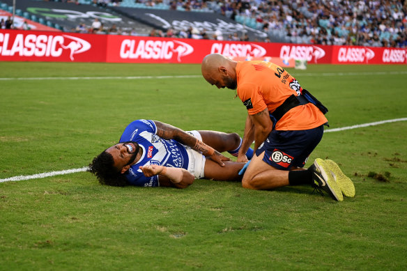 The winger immediately rolled around in pain after his right foot dug deep into the Accor Stadium turf.