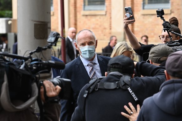 Chris Dawson arriving at court on August 30 before the guilty verdict was delivered.