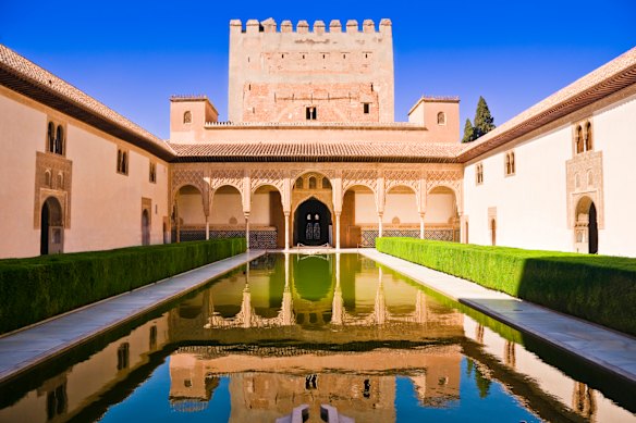 The patio known as The Court of the Myrtles, Alhambra.