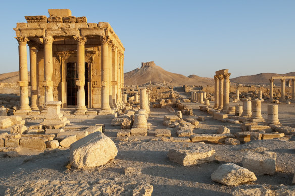 Roman and other ruins at Palmyra, Syria. On the left is the Temple of Baal Shamin, which was destroyed by Islamic State in 2015.