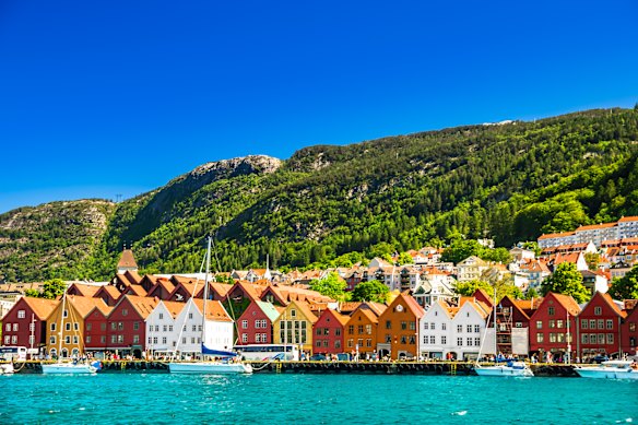 Bryggen, the historic wharf in Bergen, Norway. 