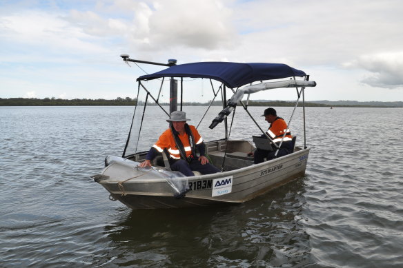 Boats with sonar equipment collect super-accurate information to inform the CSIRO’s hydrodynamic model. 