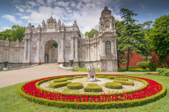 Stone lioness in the garden of Dolmabahce Palace, Istanbul.