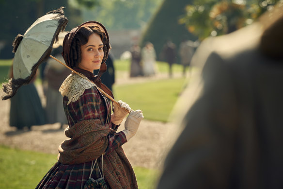 Ella Purnell in a scene from Julian Fellowes' show Belgravia, which is set in the early 1800s.