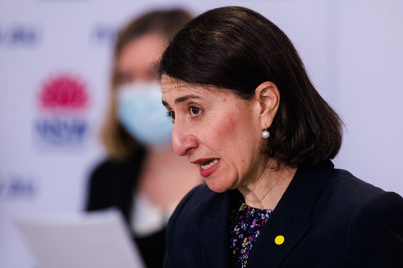 Premier Gladys Berejiklian addresses the COVID briefing on Thursday morning.