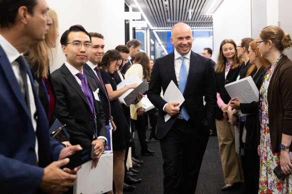 NSW Treasurer Matt Kean arrives to deliver his budget.