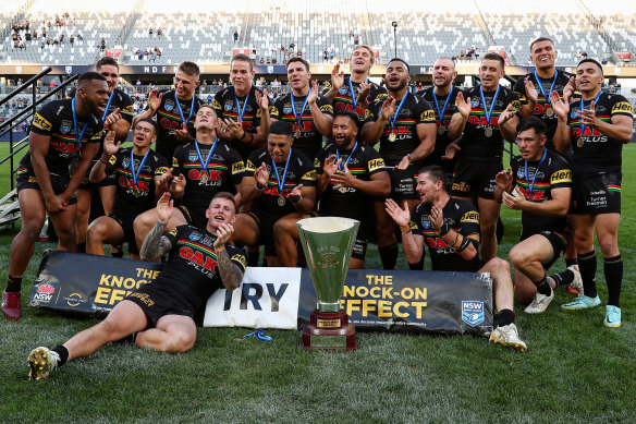 The Panthers celebrate their NSW Cup triumph.